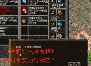 传奇野外PK时怎样判断对手实力与状态? 传奇野外PK时怎样判断对手实力与状态?