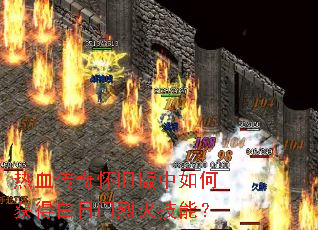 热血传奇怀旧版中如何获得白日门烈火技能? 热血传奇怀旧版中如何获得白日门烈火技能?