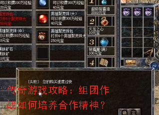 传奇游戏攻略:组团作战如何培养合作精神? 传奇游戏攻略:组团作战如何培养合作精神?