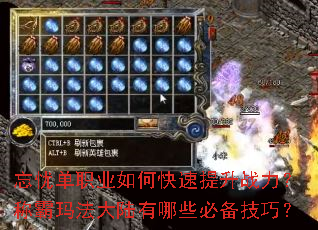 忘忧单职业如何快速提升战力?称霸玛法大陆有哪些必备技巧? 忘忧单职业如何快速提升战力?称霸玛法大陆有哪些必备技巧?